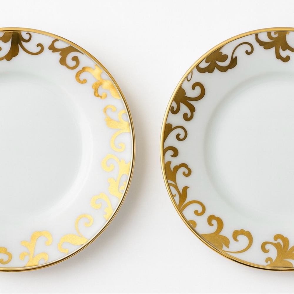 Ciroa Luxe “Fiori Gold” Porcelain Side Plates – Set of 2 – 6 Inch - Picture 4 of 6